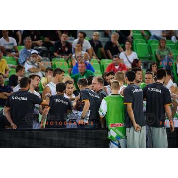 Team Slovenia in action during basketball game Slovenia - Bosnia and Herzegovina, Adecco Cup, Stozice Arena, Ljubljana, 03.08.2012 