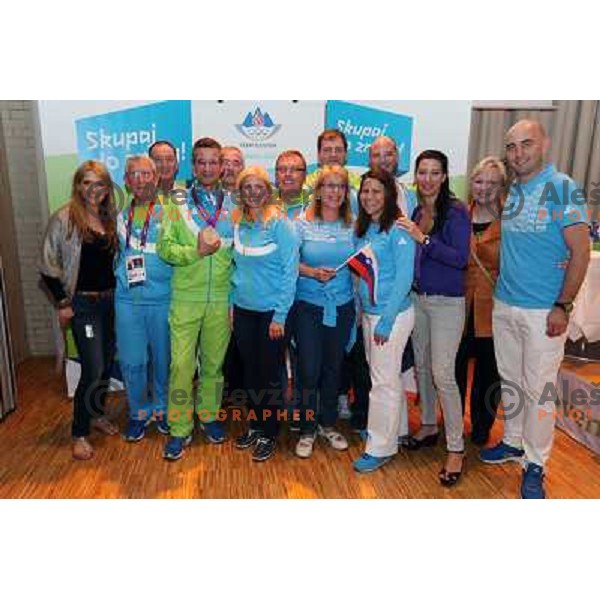 Rajmond Debevec celebrates his bronze olympic medal in shooting with fans and sponsors of OKS in Slovenia pub in Camden during London 2012 Summer Olympic Games, Great Britain on August 3, 2012 