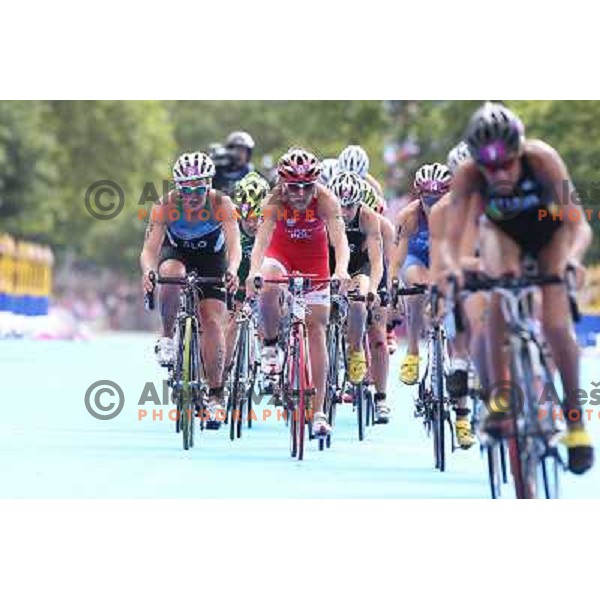 Mateja Simic of Slovenia (nr.39) racing at Olympic triathlon in Hyde Parkl during London 2012 Summer Olympic games, Great Britain on August 4,2012 