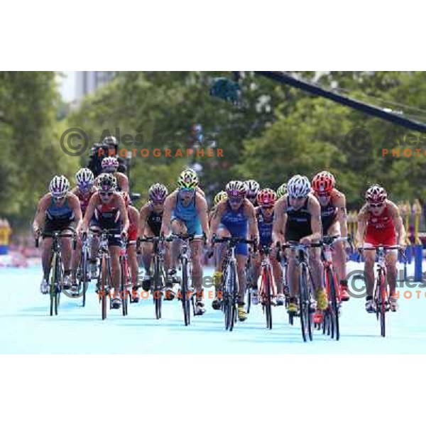 Mateja Simic of Slovenia (nr.39) competes in women\'s triathlon in Hyde Park during London 2012 Summer Olympic Games, Great Britain on August 4, 2012 