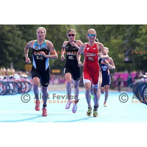 Mateja Simic of Slovenia (nr.39) competes in women\'s triathlon in Hyde Park during London 2012 Summer Olympic Games, Great Britain on August 4, 2012 