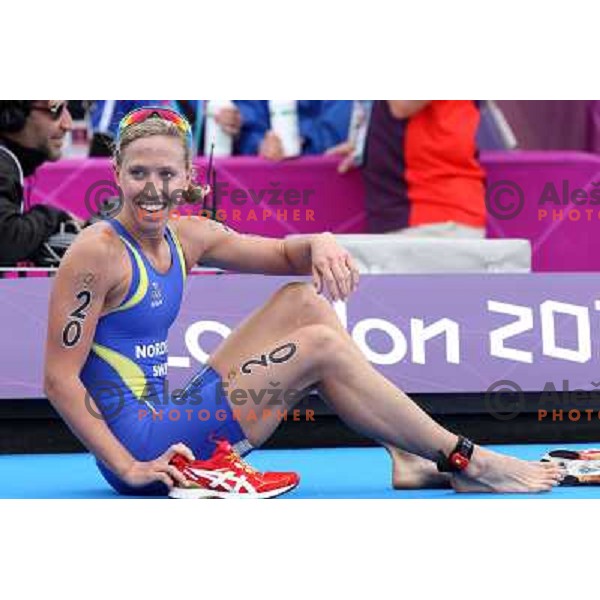 Lisa Norden (SWE,nr.20) silver medalist in women\'s triathlon in Hyde Park during London 2012 Summer Olympic Games, Great Britain on August 4, 2012 