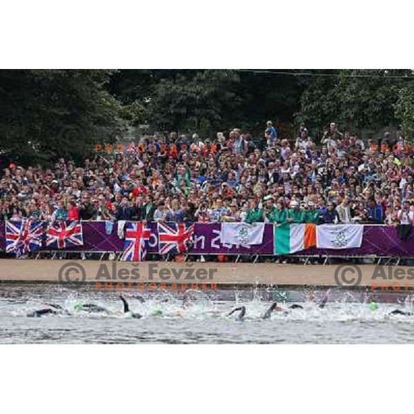 competes in women\'s triathlon in Hyde Park during London 2012 Summer Olympic Games, Great Britain on August 4, 2012 