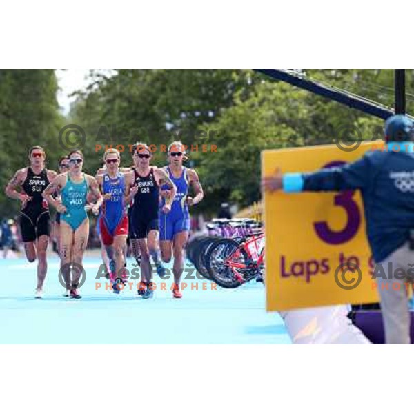 Nicola Spirig (SUI, nr.43)Olympic gold medalist and Lisa Norden (SWE,nr.20) silver medalist compete in women\'s triathlon in Hyde Park during London 2012 Summer Olympic Games, Great Britain on August 4, 2012 