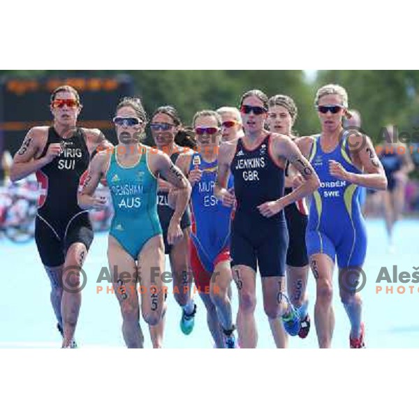Nicola Spirig (SUI, nr.43)Olympic gold medalist and Lisa Norden (SWE,nr.20) compete in women\'s triathlon in Hyde Park during London 2012 Summer Olympic Games, Great Britain on August 4, 2012 