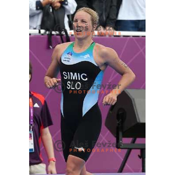 Mateja Simic of Slovenia (nr.39) competes in women\'s triathlon in Hyde Park during London 2012 Summer Olympic Games, Great Britain on August 4, 2012 