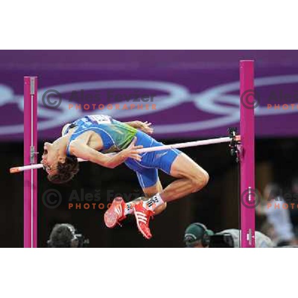 Rozle Prezelj of Slovenia competes in qualification of high jump at Olympic stadium during London 2012 Summer Olympic games, Great Britain on August 5,2012 