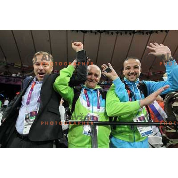 Peter Kukovica, Martin Steiner, Primoz Cetrtic at Olympic stadium during London 2012 Summer Olympic games, Great Britain on August 5,2012 