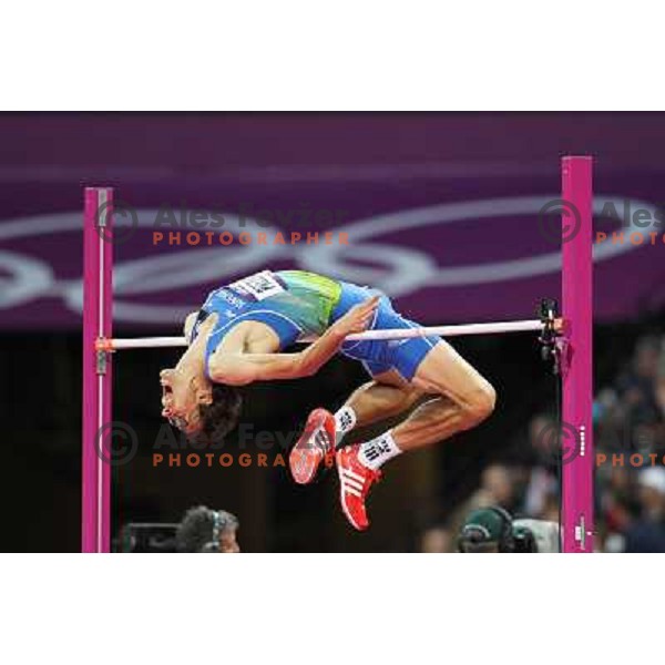 Rozle Prezelj of Slovenia during qualification in high jump at Olympic stadium during London 2012 Olympic games on August 5, 2012 