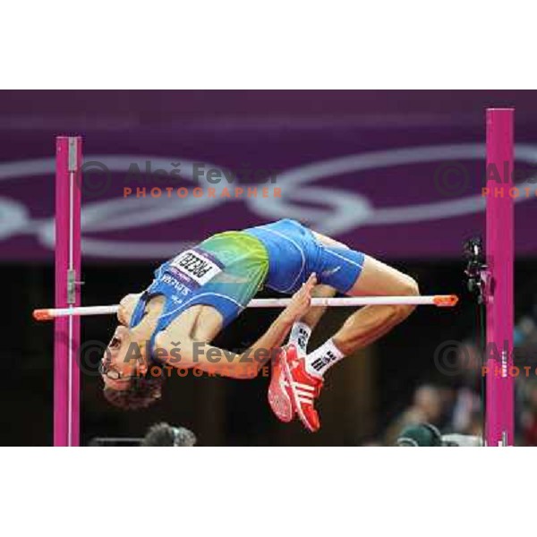 Rozle Prezelj of Slovenia during qualification in high jump at Olympic stadium during London 2012 Olympic games on August 5, 2012 