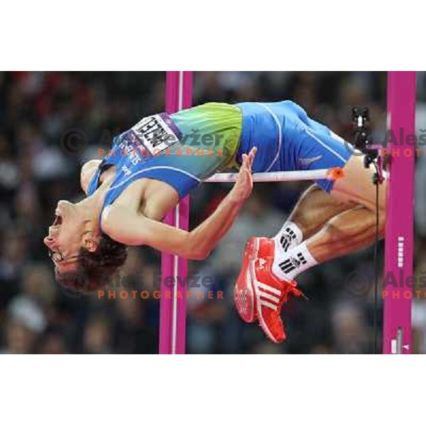 Rozle Prezelj of Slovenia during qualification in high jump at Olympic stadium during London 2012 Olympic games on August 5, 2012 