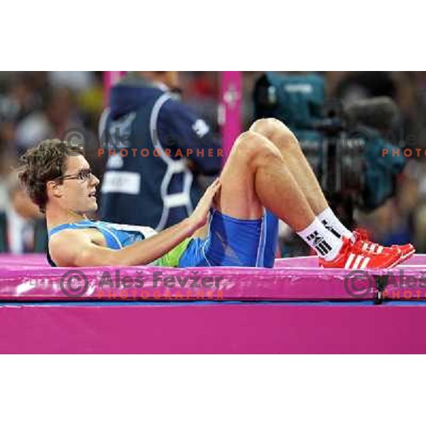 Rozle Prezelj of Slovenia during qualification in high jump at Olympic stadium during London 2012 Olympic games on August 5, 2012 