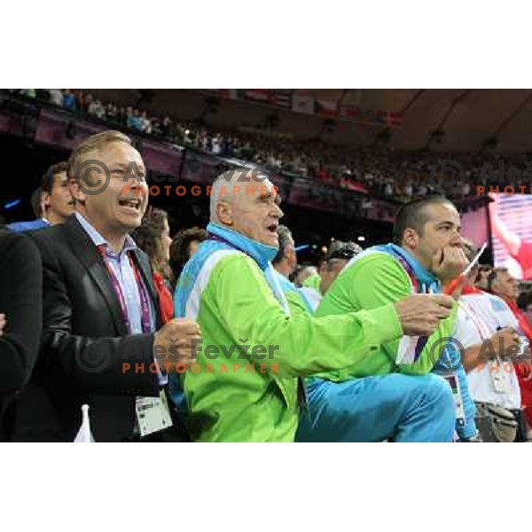 Peter Kukovica, Martin Steiner, Primoz Cetrtic at Olympic stadium during London 2012 Olympic games on August 5, 2012 