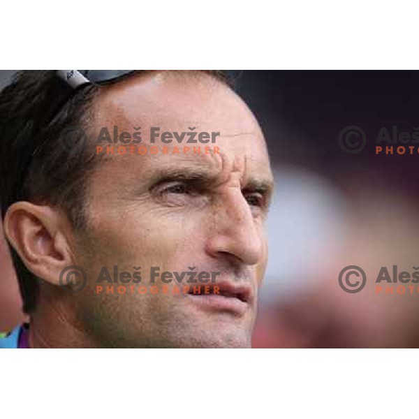 Roman Kejzar, coach of Sonja Roman of Slovenia who runs in second qualification heat of women\'s 1500 meters at Olympic stadium during London 2012 Olympic games on August 6, 2012 