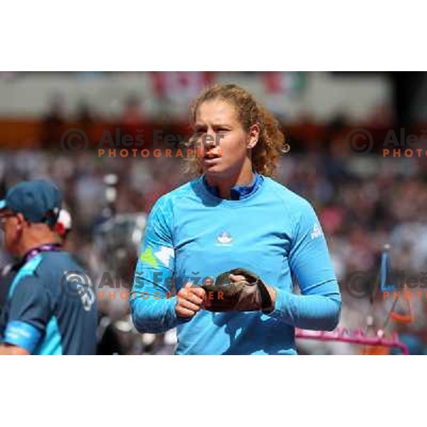 Barbara Spiler of Slovenia competes in qualification heat B in women\'s hammer throw at Olympic Stadium during London 2012 Summer Olympic Games, Great Britain on August 8, 2012 