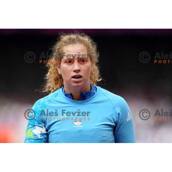 Barbara Spiler of Slovenia competes in qualification heat B in women\'s hammer throw at Olympic Stadium during London 2012 Summer Olympic Games, Great Britain on August 8, 2012 
