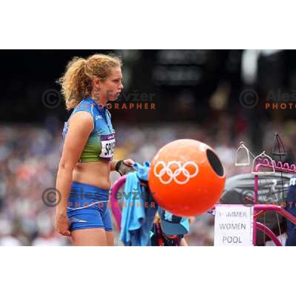 Barbara Spiler of Slovenia competes in qualification heat B in women\'s hammer throw at Olympic Stadium during London 2012 Summer Olympic Games, Great Britain on August 8, 2012 