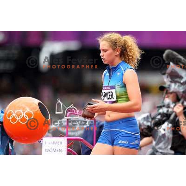 Barbara Spiler of Slovenia competes in qualification heat B in women\'s hammer throw at Olympic Stadium during London 2012 Summer Olympic Games, Great Britain on August 8, 2012 