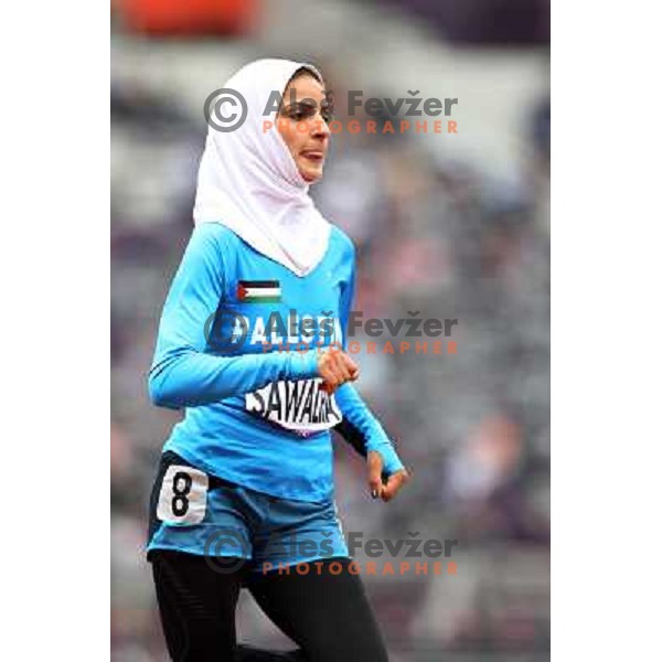 Sawalha of Palestine at Olympic stadium during London 2012 Summer Olympic games in August 8, 2012 