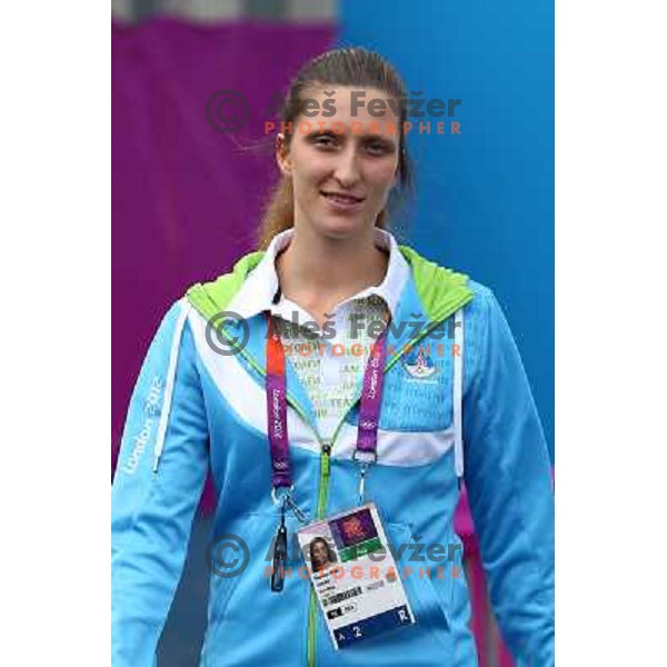 Franka Anic of Slovenia taekwondo team poses in front of Olympic Village during London 2012 Summer Olympic Games, Great Britain on August 8, 2012 