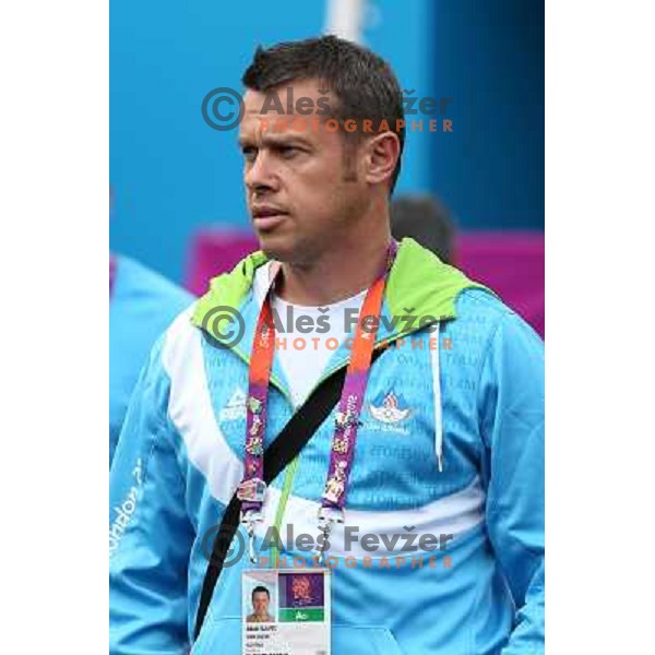 Jakob Slavec of Slovenia taekwondo team pose in front of Olympic Village during London 2012 Summer Olympic Games, Great Britain on August 8, 2012 