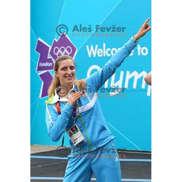 Franka Anic of Slovenia taekwondo team poses in front of Olympic Village during London 2012 Summer Olympic Games, Great Britain on August 8, 2012 