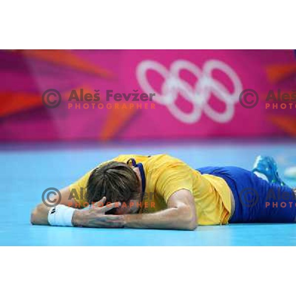 Sweden in action during handball quarter-final match between Sweden and Denmark at London 2012 Olympic games on August 8 ,2012 