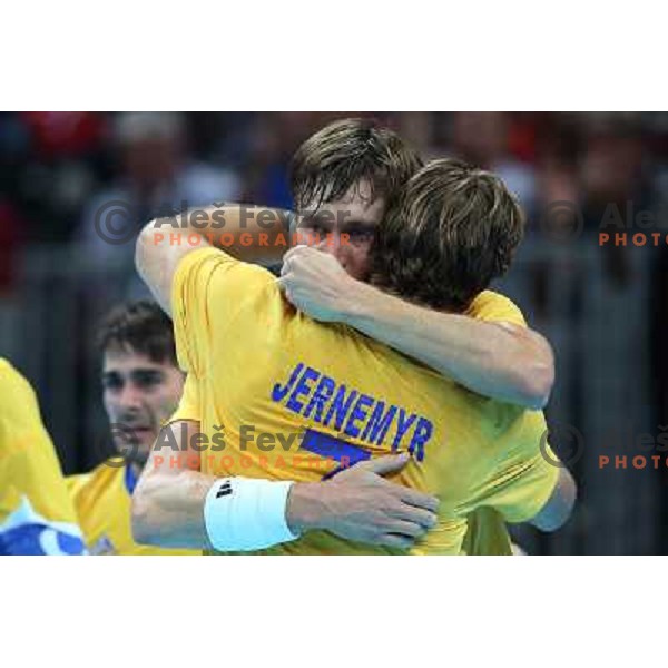 Sweden in action during handball quarter-final match between Sweden and Denmark at London 2012 Olympic games on August 8 ,2012 