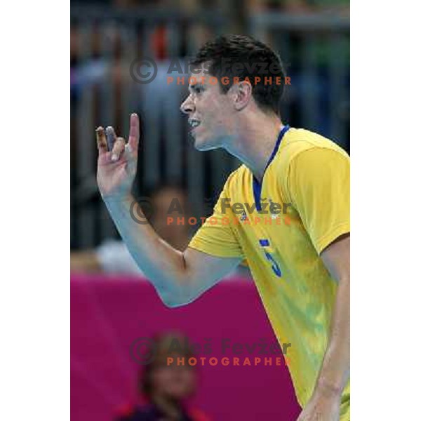 Andresson of Sweden in action during handball quarter-final match between Sweden and Denmark at London 2012 Olympic games on August 8 ,2012 