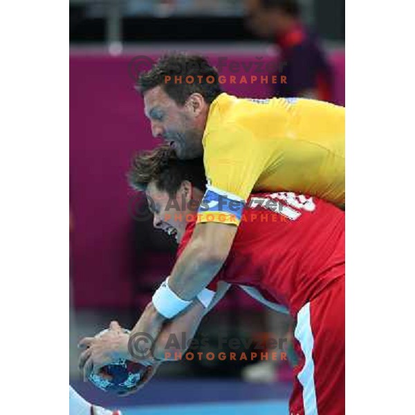 Karlsson of Sweden in action during handball quarter-final match between Sweden and Denmark at London 2012 Olympic games on August 8 ,2012 