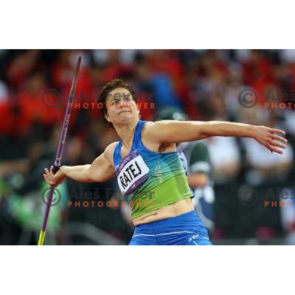 Martina Ratej of Slovenia competes in the final of women\'s javelin throw at Olympic Stadium during London 2012 Summer Olympic Games, Great Britain on August 9, 2012 