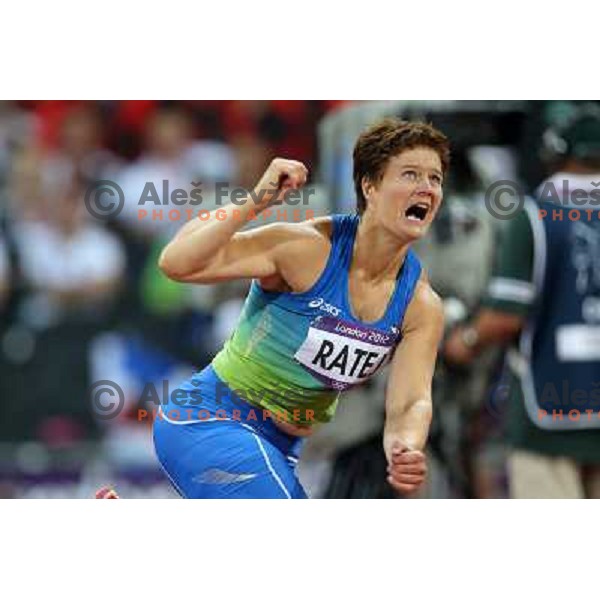 Martina Ratej of Slovenia competes in the final of women\'s javelin throw at Olympic Stadium during London 2012 Summer Olympic Games, Great Britain on August 9, 2012 