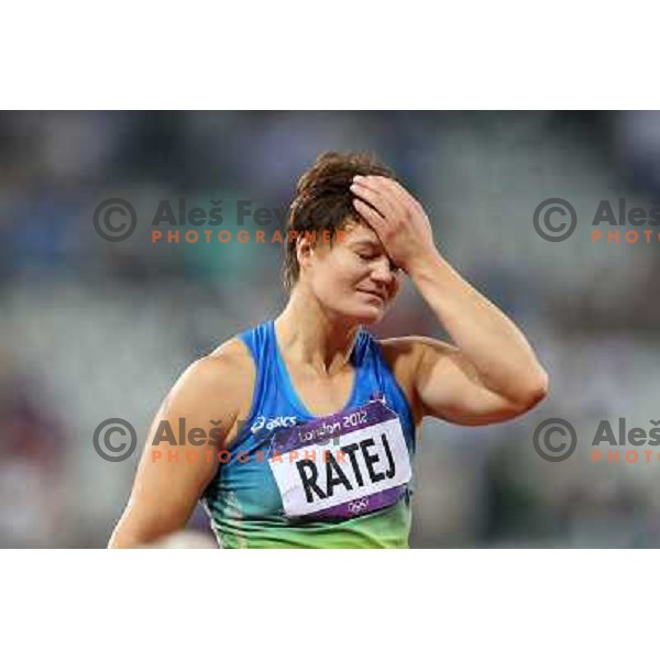 Martina Ratej of Slovenia competes in the final of women\'s javelin throw at Olympic Stadium during London 2012 Summer Olympic Games, Great Britain on August 9, 2012 