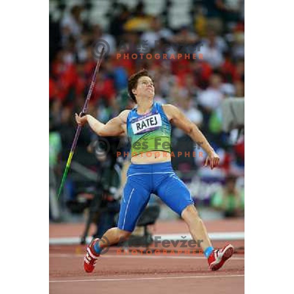 Martina Ratej of Slovenia competes in the final of women\'s javelin throw at Olympic Stadium during London 2012 Summer Olympic Games, Great Britain on August 9, 2012 
