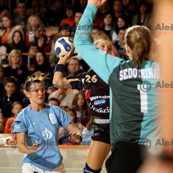 Manuela Hrnjic during women\'s EHF Championsleague game Krim Mercator-Dynamo Volgograd in Ljubljana, Slovenia. Krim Mercator won 41-34. Photo by Ales Fevzer