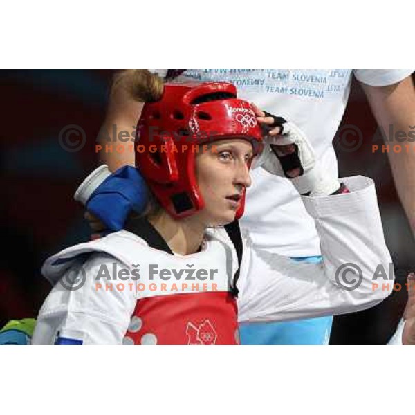 Franka Anic of Slovenia fights in Preliminary round of women\'s -67 kg taekwondo tournament in ExCel during London 2012 Summer Olympic Games, Great Britain on August 10, 2012 