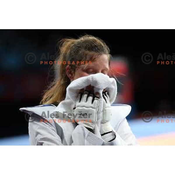Franka Anic of Slovenia after she lost in bronze medal match of women\'s -67 kg taekwondo tournament in ExCel during London 2012 Summer Olympic Games, Great Britain on August 10, 2012 
