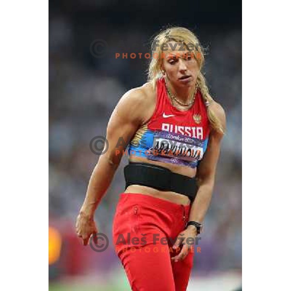 Maria Abakumova (RUS) competes in the final of women\'s javelin throw at Olympic stadium during London 2012 Summer Olympic games, GB on August 9, 2012 