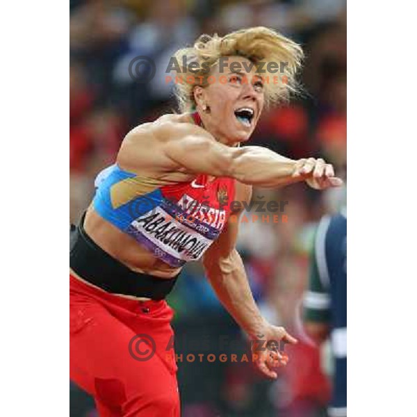 Maria Abakumova (RUS) competes in the final of women\'s javelin throw at Olympic stadium during London 2012 Summer Olympic games, GB on August 9, 2012 
