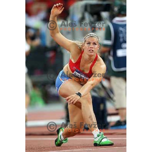 Asdis Hjalmsdottir (ISL) competes in the final of women\'s javelin throw at Olympic stadium during London 2012 Summer Olympic games, GB on August 9, 2012 