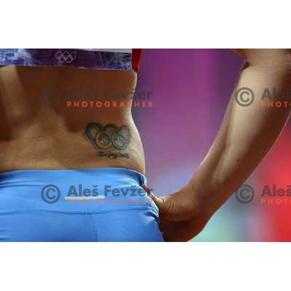 Asdis Hjalmsdottir (ISL) competes in the final of women\'s javelin throw at Olympic stadium during London 2012 Summer Olympic games, GB on August 9, 2012 