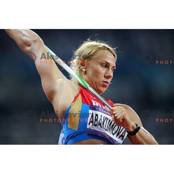 Maria Abakumova (RUS) competes in the final of women\'s javelin throw at Olympic stadium during London 2012 Summer Olympic games, GB on August 9, 2012 