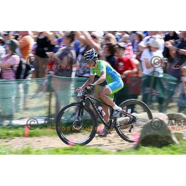 Tanja Zakelj of Slovenia in action during women\'s cross country race at Hadleigh farm near Southend-on-Sea during London 2012 Summer Olympic Games, Great Britain on August 11, 2012 