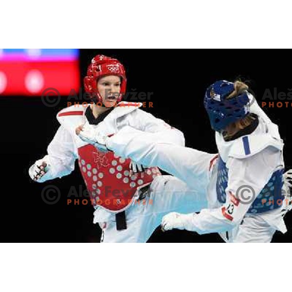 Nusa Rajher of Slovenia fights in quarter-final of women\'s +67 kg taekwondo tournament in ExCel during London 2012 Summer Olympic Games, Great Britain on August 11, 2012 
