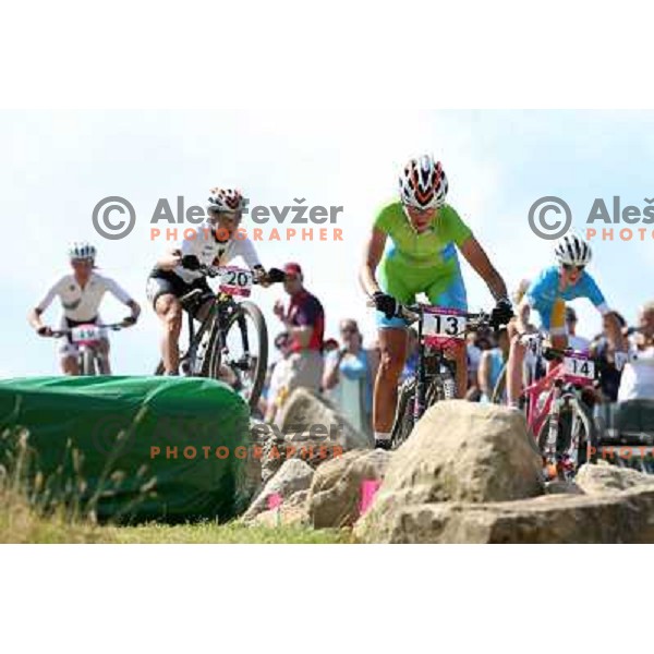 Blaza Klemencic of Slovenia in action during women\'s cross country race at Hadleigh farm near Southend-on-Sea during London 2012 Summer Olympic Games, Great Britain on August 11, 2012 