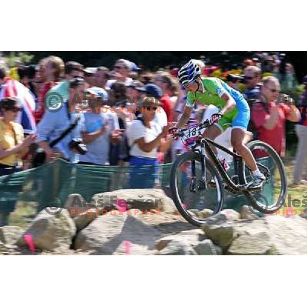 Tanja Zakelj of Slovenia in action during women\'s cross country race at Hadleigh farm near Southend-on-Sea during London 2012 Summer Olympic Games, Great Britain on August 11, 2012 