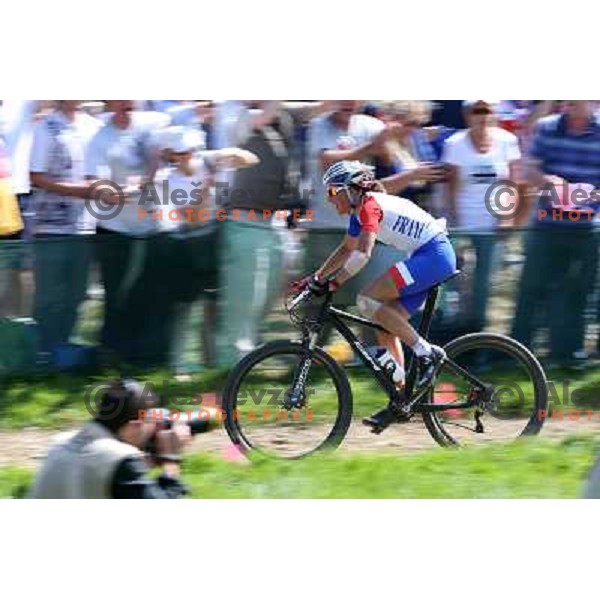 Julie Bresset of France, Olympic gold medalist at women\'s cross country race at Hadleigh farm near Southend-on-Sea during London 2012 Summer Olympic Games, Great Britain on August 11, 2012 