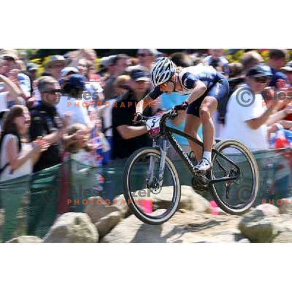 Annie Last (GBR) in action during women\'s cross country race at Hadleigh farm near Southend-on-Sea during London 2012 Summer Olympic Games, Great Britain on August 11, 2012 