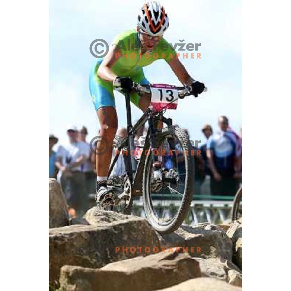 Blaza Klemencic of Slovenia in action during women\'s cross country race at Hadleigh farm near Southend-on-Sea during London 2012 Summer Olympic Games, Great Britain on August 11, 2012 