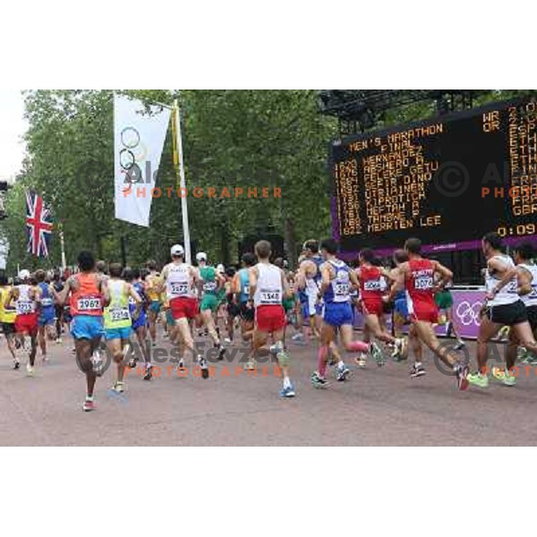 Men\'s marathon on the streets of London during 2012 Summer Olympic Games, Great Britain on August 12, 2012 